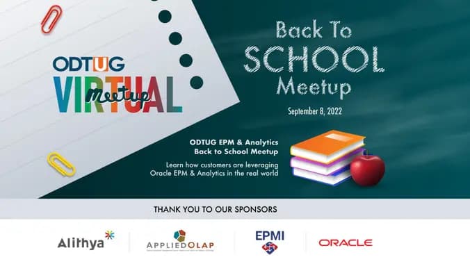 ODTUG EPM & Analytics Virtual Back to School Meetup