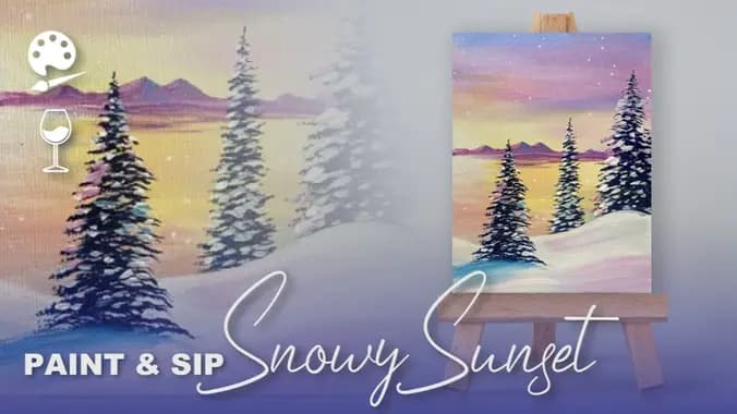 Paint & Sip - Snowy Sunset