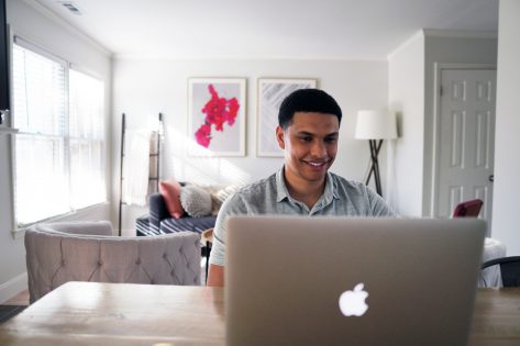 man using virtual gathering platfrom