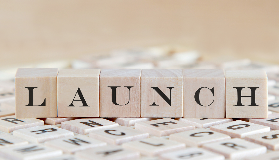 Tiles spelling out the word launch
