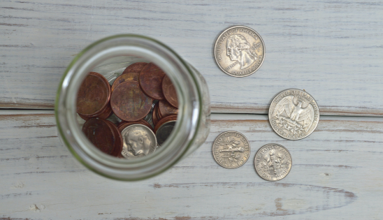 coins on a table