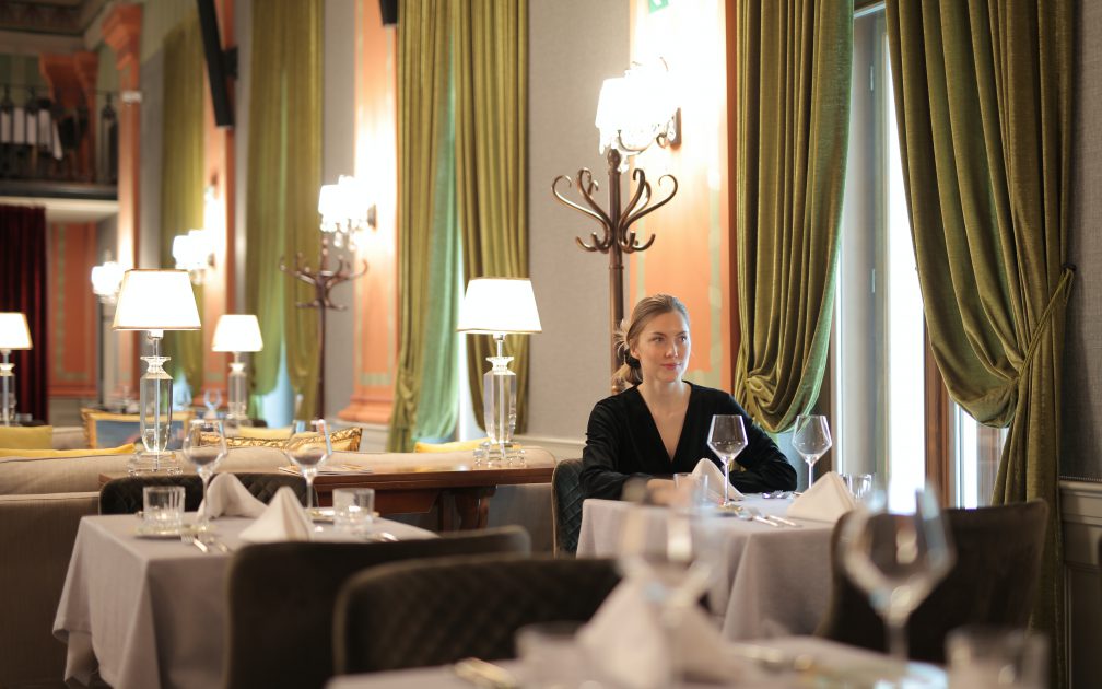 Woman dining alone