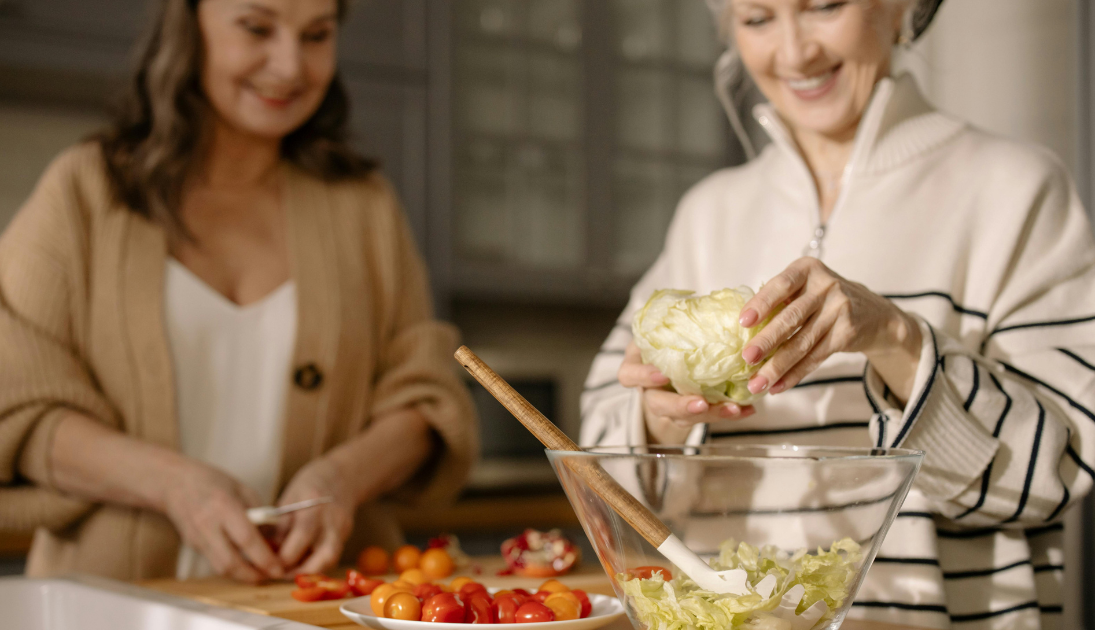 Women making salads